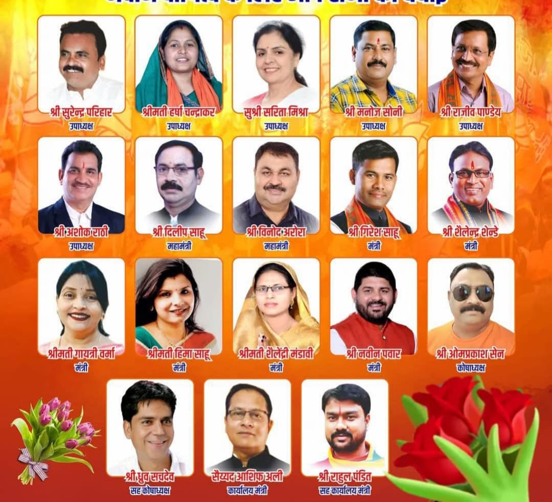 The new District BJP team includes 18 members, including six vice presidents and six ministers. Find out who got what.
