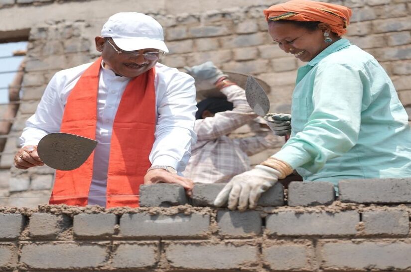 When Chief Minister Vishnudeo Sai Himself Picked Up a Trowel to Lay Bricks